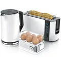 Produktbild: Arendo Frühstücks-Set in weiß - Wasserkocher / Toaster / Eierkocher