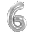 Produktbild: XL Folienballon Zahl 6 in silber, 86 cm, 1 Stück, Helium Ballon (unbefüllt)