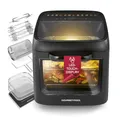 Produktbild: GOURMETmaxx Heißluftofen mit Panoramadach & Frontfenster 12,5 L | Heißluftfritteuse mit 9 Funktionen | Airfryer, Fritteuse & Minibackofen in 1 | für max. 8 Personen | Heißluftfritteuse mit Farb-Icons