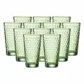 Produktbild: Ritzenhoff & Breker Favo Longdrinkgläser 12er Set, 400 ml, Wassergläser und Trinkgläser mit optischer Wabenstruktur, Glas, Grün
