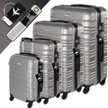 Produktbild: Devillo® Kofferset 4tlg. S-M-L-XL, Silber - Trolley Koffer Reisekoffer Reisekofferset Gepäck Rollkoffer TSA 4 Rollen ABS-Hartschale Teleskopgriff