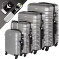 Produktbild: Devillo® Hartschalenkofferset Kofferset 4tlg. S-M-L-XL, Silber - Hard Shell Trolley Koffer Reisekoffer Reisekofferset Gepäck Rollkoffer Schloss 4 Rollen ABS-Hartschale Teleskopgriff