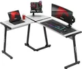 Produktbild: huzaro Hero 6.0 White | L-Form Eckschreibtisch Gaming Tisch Schreibtisch Computertisch Bürotisch | Homeoffice Arbeitszimmer Büro | Rechts Links Montage | Carbon Tischplatte | 147x112cm | Weiß