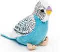 Produktbild: Uni-Toys - Wellensittich (blau) mit zwitschernder Stimme - 12 cm (Höhe) - Plüsch-Vogel - Plüschtier, Kuscheltier