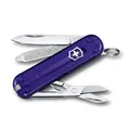 Produktbild: Victorinox Schweizer Taschenmesser, Klein, Classic SD, Multitool, Swiss Army Knife, Geschenk, 7 Funktionen, Klinge, Nagelfeile, Violett Transparent
