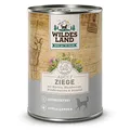 Produktbild: Wildes Land - Nassfutter für Hunde - Ziege - 6 x 400 g - mit Kürbis, Blaubeeren, Wildkräutern und Distelöl - Glutenfrei - Extra viel Fleisch - Beste Akzeptanz und Verträglichkeit
