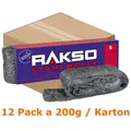 Produktbild: Stahlwolle Rakso Sortenreine Stahlwollebänder 5 grob Karton Karton mit 12 Pack a 200g je Pack, aus 1 a-Gütestahl 0105 06