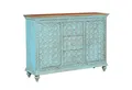 Produktbild: Marrakesch Orient & Mediterran Interior Sideboard Sideboard Kabira blau – Massivholz handgeschnitzt, 148 cm Vintage Stil (1 St), Handarbeit
