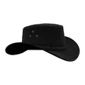 Produktbild: Leatherick Wasserdichter Cowboyhut Echtes Wildleder Schwarz & Dunkelbraun Aussie Style Western Outback Leder Bush Hut (XL, Schwarz)