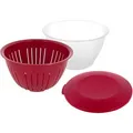 Produktbild: Westmark Schüssel Olympia 2418227R, Set mit Deckel und Sieb, 4,4 Liter, Ø 25,5 cm, aus Kunststoff, 2-teilig