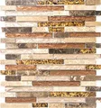 Produktbild: Glasmosaik Verbund Crystal/Marmor mix beige/braun Naturstein Fliesenspiegel, Mosaikstein Format: 15x48/98/148x8 mm, Mattengröße: 298x338 mm, 10 Matten