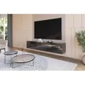 Produktbild: Wohnwand Schwarz Full Hochglanz TV Lowboard 180 cm Hängeschrank TV Board Hängend Schrank Fernsehschrank TV Bank Wohnzimmer Möbel Modern Wandschrank - Schwarz