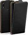 Produktbild: moex Flip Case für Huawei P smart 2019 Hülle klappbar mit 360 Grad Schutz, Handyhülle mit Displayschutz, PU Leder Handytasche Lederhülle, Flip Case Cover Klapphülle, Schwarz