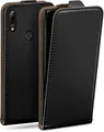 Produktbild: moex Handyhülle für Huawei P smart 2019 Hülle Klappbar Flip Case Schwarz 6,21 Zoll, 360 Grad Schutz Handytasche Leder Optik PU Lederhülle Cover Klapphülle