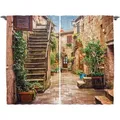 Produktbild: Abakuhaus Gardine Schlafzimmer Kräuselband Vorhang mit Schlaufen und Haken, Italien Old Stone Street Häuser bunt 280 cm x 225 cm