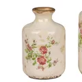 Produktbild: Dekovase VINTAGE ROMANTIK mit Rosendekor H. 18cm weiß rosa braun Formano S25