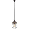 Produktbild: EGLO Pendelleuchte Bampton, 1 flammige Hängelampe Industrial, Vintage, Retro, Hängeleuchte Holz und Stahl, Esstischlampe, Wohnzimmerlampe hängend in Braun-Patina, E27 Fassung
