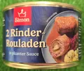 Produktbild: (16€/kg) Simon 2 RINDERROULADEN in pikanter Sauce 400g Rinder Rouladen Konserve