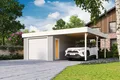 Produktbild: Garage Pultdach 44 mm Bahamas mit Sektionaltor grau 680x560 cm Lasita