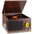 Produktbild: Fenton RP173 Retro Plattenspieler Bluetooth, Schallplattenspieler, Record Player mit FM Radio, eingebauten Lautsprechern, Vinyl zu MP3 konvertieren, USB Vinyl Plattenspieler, Braun