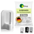 Produktbild: Rollina Klebehaken für Scheibengardinen (20 Stück, weiß) | Gardinenhaken für Gardinenstange ohne Bohren | Haken zum Einhängen | Fensterhaken, Gardinenhalter