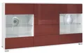 Produktbild: Vladon Sideboard Bari V1 (Kommode mit 2 Türen, 4 Schubladen und 2 flexible Glaseinlegeböden), Weiß matt/Bordeaux Hochglanz (138,5 x 75,5 x 35)