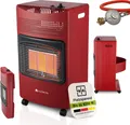 Produktbild: Juskys Keramik Gasheizung GS42US - Rot - 4200 Watt mit 3 Heizstufen, Druckregler & Schlauch - Mobil, effizient & energiesparend - Gasheizer Gasheizofen Gasheizgerät Heizstrahler