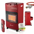 Produktbild: Juskys® Keramik Gasheizung GS42US in Rot - 4200 W mit Druckregler & Schlauch - Mobil, effizient & energiesparend - Gasheizer Gasheizofen Gasheizgerät