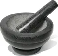Produktbild: Wenco Mörser mit Stößel Set aus Granit ⌀ 16cm für ein feines Mahlergebnis, (16 x 16 x 8,5 cm), hochwertiges Granit, massiv und langlebig, leicht zu reinigen