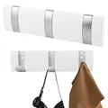 Produktbild: Garderobenhaken, Moderne Platzsparende Garderobenleiste mit 3 Beweglichen Haken, Garderobenleiste Weiß, Moderne Kleiderhaken Wand,Hakenleiste Kleiderhaken für Jacken,Mäntel,Schals,Handtaschen und Mehr