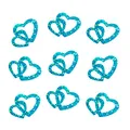 Produktbild: Oblique-Unique® 100 Stk Deko Doppel Herzen - Farbwahl (Türkis Glitzereffekt)