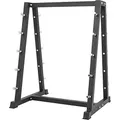 Produktbild: GORILLA SPORTS® Hantelablage - 113 x 89 x 79 cm, bis 400 kg Belastbar, Rutschfeste Fuße, Schwarz - Langhantelständer, Rubber Barbell Rack, Kniebeugenständer, Langhanteln, Hantel-Ablage