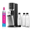 Produktbild: sodastream Wassersprudler Duo Bundle mit 1x Quick-Connect CO2-Zylinder, 3X 1L Glasflasche und 1x 1L spülmaschinenfeste Kunststoff-Flasche, Höhe: 44cm, Farbe: Titan