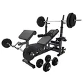 Produktbild: GORILLA SPORTS®Hantelbank mit Gewichten - 170 cm Hantelstange, 40/70/100 kg Hantelset, Beincurler, Butterfly, Dip-station, Curlpult - Trainingsbank, Fitnessstation, Kraftstation mit Langhantel