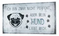 Produktbild: Wandbild 40x20cm Hund Spruch Deko Wandschild Hundeliebhaber Bild Wanddeko Deko