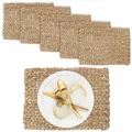 Produktbild: Relaxdays Tischset, 6er Set, geflochtenes Design, Wasserhyazinthe, Platzset, HxBxT: 1,5 x 42 x 30 cm, eckig, Deko, natur