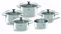 Produktbild: Fissler Copenhagen/Edelstahl-Topfset, 5-teilig, Kochtopf-Set, Töpfe mit Glas-Deckel (3 Kochtöpfe, 1 Bratentopf, 1 Stielkasserolle-deckellos) - Induktion