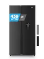 Produktbild: Heinrich´s Side-by-Side Kühlschrank, Kühlgefrierkombination mit 439L Mega Gesamtvolumen, NO-FROST, 151L Gefriervolumen, inkl. Wasserspender, LED Beleuchtung,Touch, Multi-Airflow-System, Schwarz-Inox