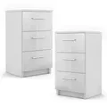 Produktbild: Vicco Nachttisch, Weiß Hochglanz, Holzwerkstoff, 3 Schubladen, Rechteckig,Rechteckig, 38x66x35 cm, Schlafzimmer, Nachttische