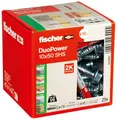 Produktbild: fischer DUOPOWER 10 x 50 S, Universaldübel mit Sicherheitsschraube, 2-Komponenten-Dübel, Kunststoffdübel zur Befestigung in Beton, Ziegeln, Stein, Gipskarton uvm., 25 Dübel + 25 Schrauben