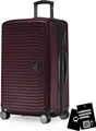 Produktbild: Mitte - mittelgroßer Koffer + digitaler Namensschild, erweiterbarer Reisekoffer Check-In Gepäck Rollkoffer 90L Gurtmaß 158 cm Doppelrollen Trolley TSA,Burgund
