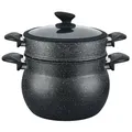 Produktbild: 3 tlg Kuskus Topf 8L Dampfgarer COUSCOUS Ø24cm Dampfkocher Gemüse Steamer Induktion Mantykocher
