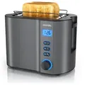 Produktbild: Arendo MANHA Toaster mit Restzeitanzeige, 2 Toastschlitze, integrierter Brötchenaufsatz, 6 Stufen, Auftaufunktion