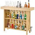 Produktbild: VEVOR Hausbar mit 3 Ebenen, Bartresen aus Holzwerkstoff mit Fußstütze & Flaschenöffner-Halter, Moderne Bartheke mit viel Stauraum für Wohnzimmer & Keller, Belastbar bis 81,6 kg, 1400 x 398 x 1055 mm