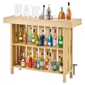 Produktbild: VEVOR Hausbar mit 3 Ebenen, Bartresen aus Holzwerkstoff mit Fußstütze & Flaschenöffner-Halter, Moderne Bartheke mit viel Stauraum für Wohnzimmer & Keller, Belastbar bis 81,6 kg, 1400 x 398 x 1055 mm
