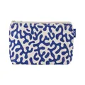 Produktbild: Kosmetiktasche groß - Kosmetik Organizer für Damen & Herren - Reise Kulturbeutel mit Muster - 100% Bio Baumwolle - Großes Hauptfach - GOTS, Grüner Punkt Zertifiziert (Greige/Blue Coral Print)