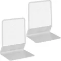Produktbild: Buchstütze, 2er-Set, modernes Mesh-Design, Bücher und Ordner, Buchhalter HxBxT: 17x13,5x10,5 cm, Metall, weiß - Relaxdays