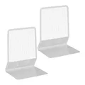 Produktbild: Relaxdays Buchstütze, 2er-Set, modernes Mesh-Design, Bücher und Ordner, Buchhalter HxBxT: 17x13,5x10,5 cm, Metall, weiß