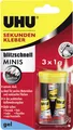 Produktbild: UHU Sekundenkleber blitzschnell Minis 3 x 1 g gel 3 g (3 x 1 g), in der praktischen Box