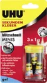 Produktbild: UHU Sekundenkleber blitzschnell Minis 3 x 1 g gel 3 g (3 x 1 g), in der